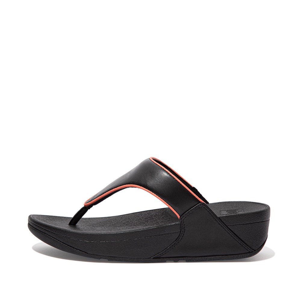 Fitflop Womens Sandals Black - Lulu Pop-binding Leather - 29LTGRCKW